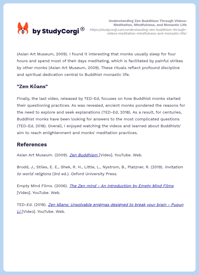 Understanding Zen Buddhism Through Videos: Meditation, Mindfulness, and Monastic Life. Page 2