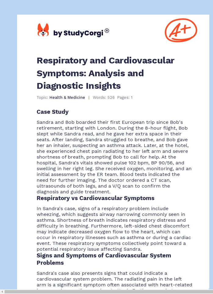 Respiratory and Cardiovascular Symptoms: Analysis and Diagnostic Insights. Page 1