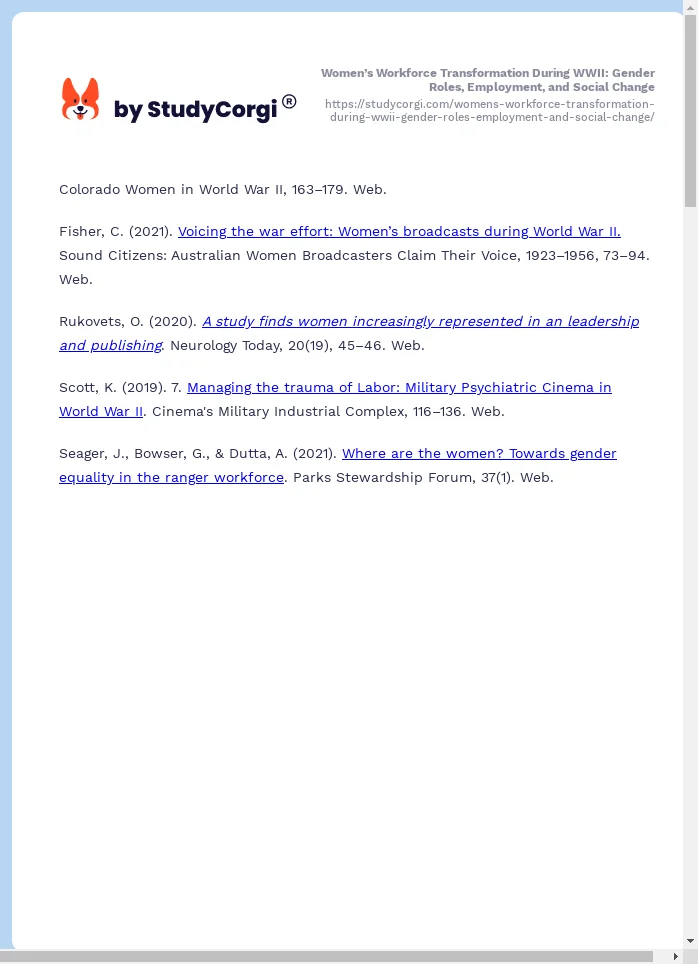 Women’s Workforce Transformation During WWII: Gender Roles, Employment, and Social Change. Page 2