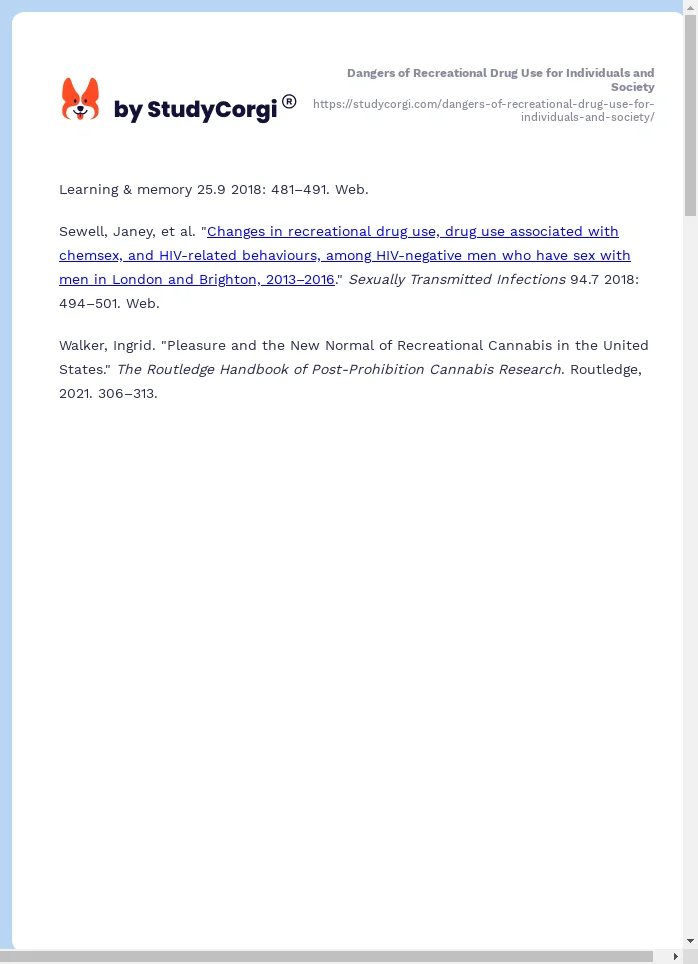 Dangers of Recreational Drug Use for Individuals and Society. Page 2