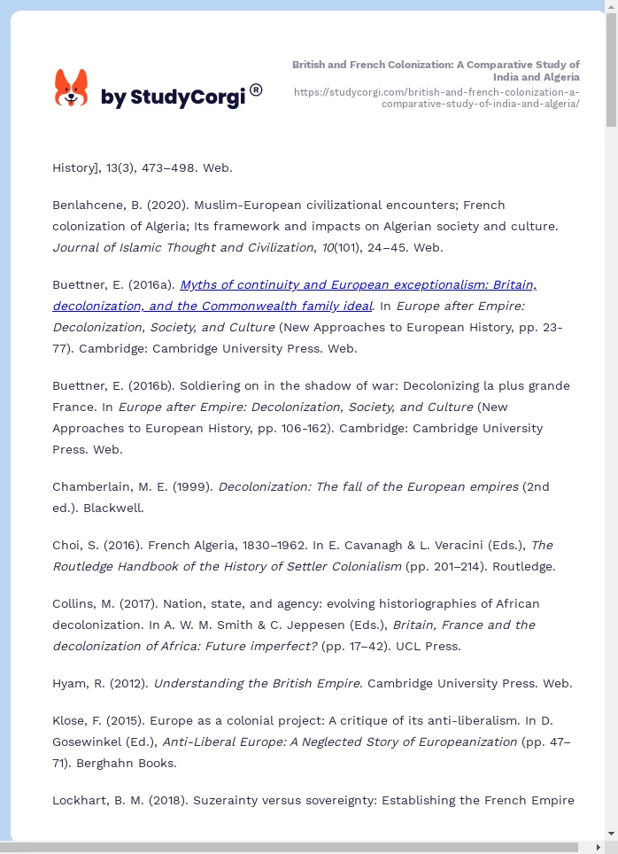 British and French Colonization: A Comparative Study of India and Algeria. Page 2