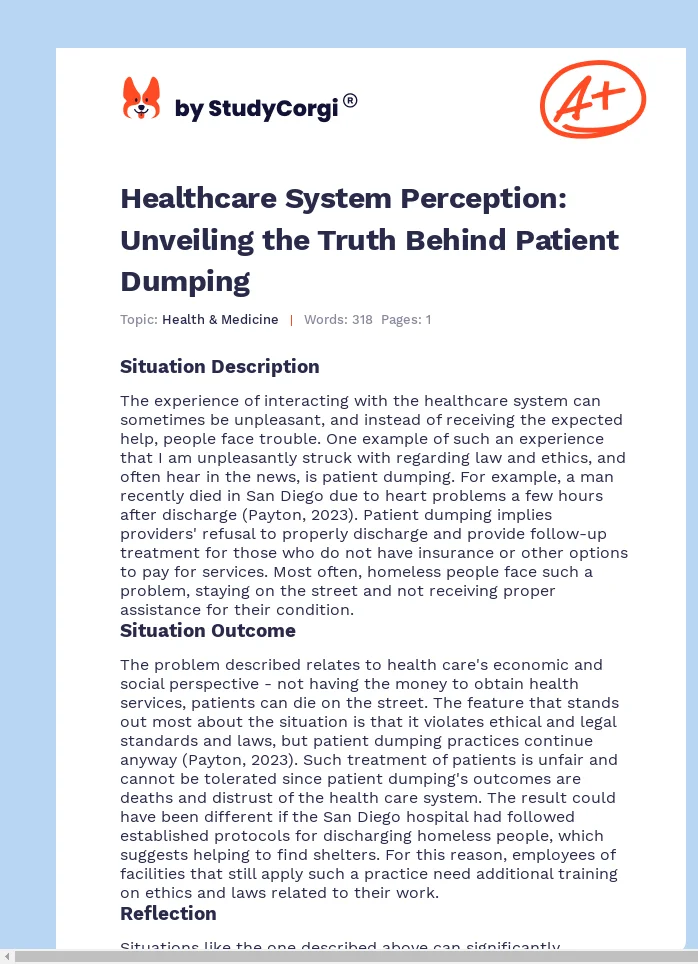 Healthcare System Perception: Unveiling the Truth Behind Patient Dumping. Page 1