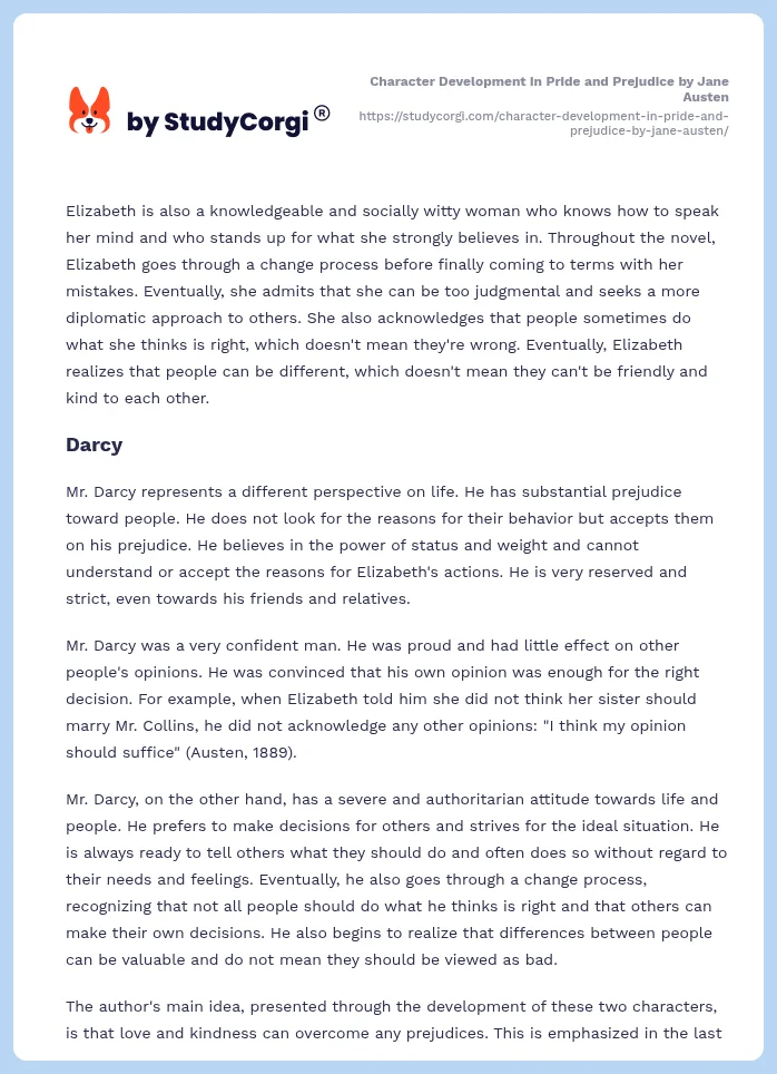 Character Development in Pride and Prejudice by Jane Austen. Page 2