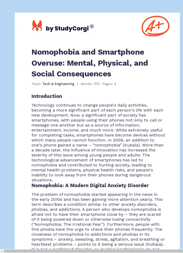 Nomophobia and Smartphone Overuse: Mental, Physical, and Social Consequences. Page 1
