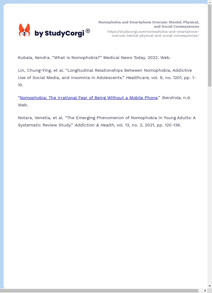 Nomophobia and Smartphone Overuse: Mental, Physical, and Social Consequences. Page 2
