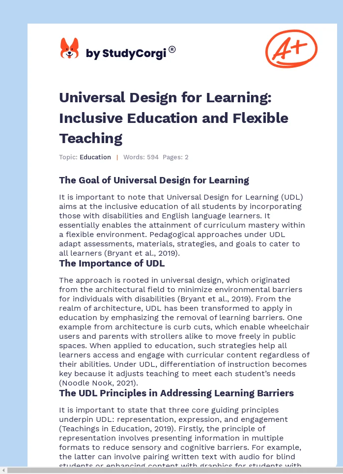 Universal Design for Learning: Inclusive Education and Flexible Teaching. Page 1