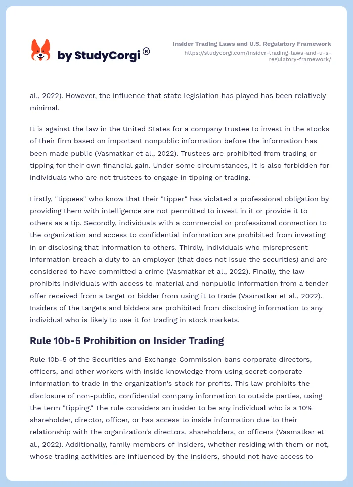 Insider Trading Laws and U.S. Regulatory Framework. Page 2