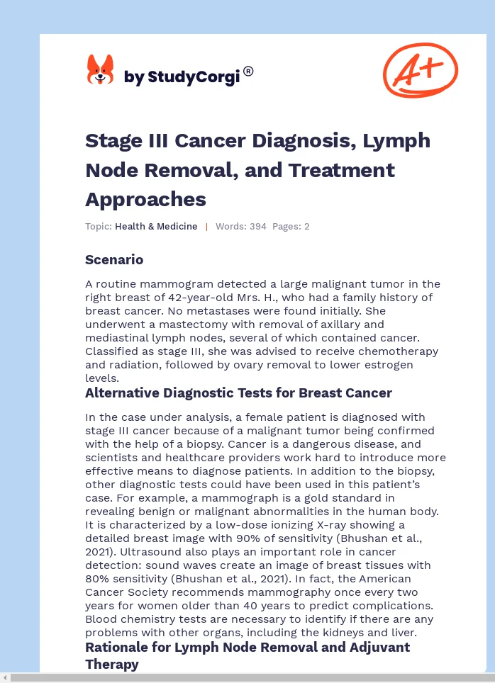 Stage III Cancer Diagnosis, Lymph Node Removal, and Treatment Approaches. Page 1