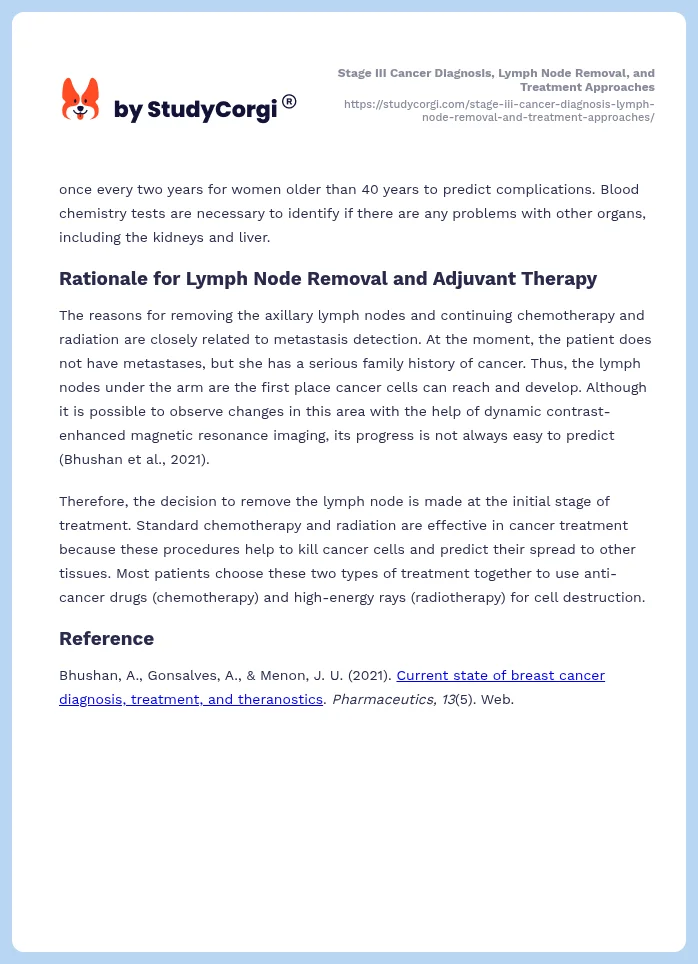 Stage III Cancer Diagnosis, Lymph Node Removal, and Treatment Approaches. Page 2