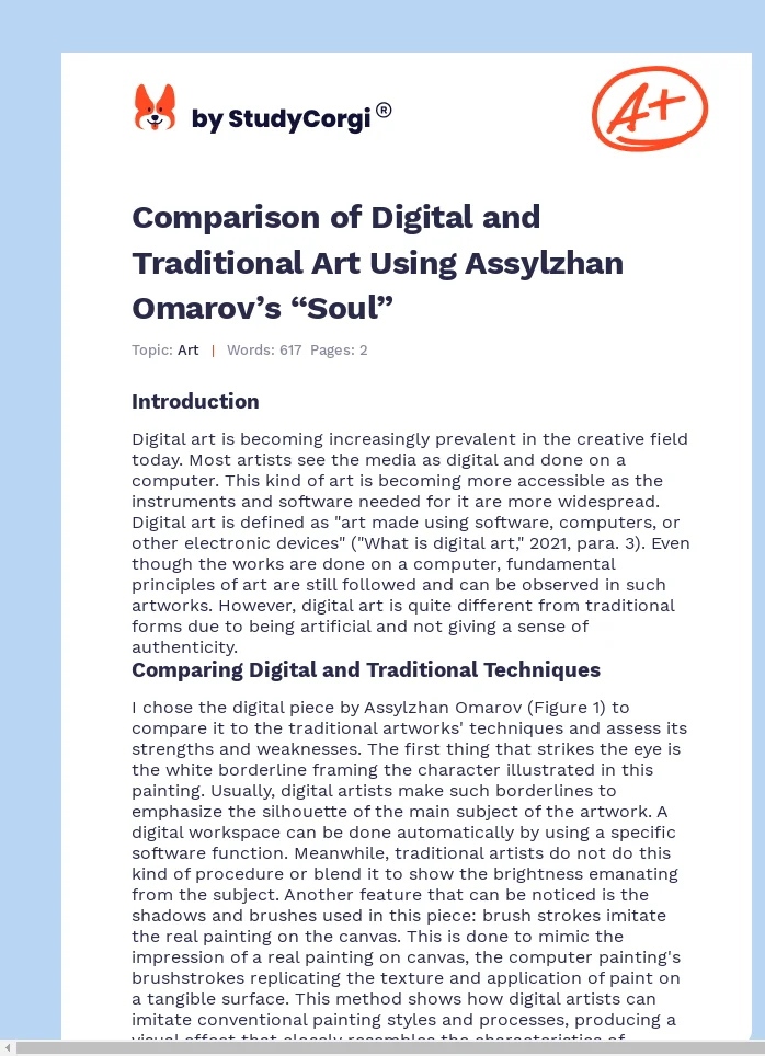 Comparison of Digital and Traditional Art Using Assylzhan Omarov’s “Soul”. Page 1
