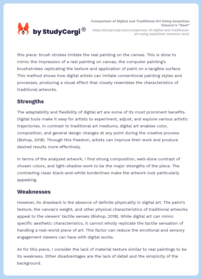 Comparison of Digital and Traditional Art Using Assylzhan Omarov’s “Soul”. Page 2