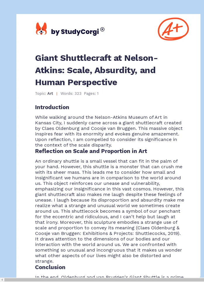 Giant Shuttlecraft at Nelson-Atkins: Scale, Absurdity, and Human Perspective. Page 1