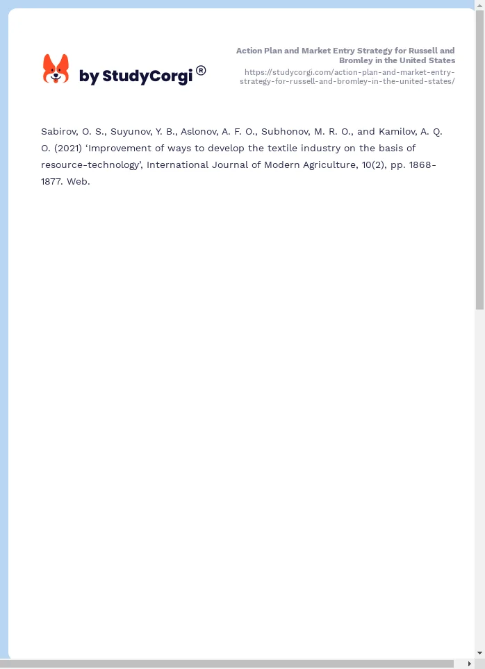 Action Plan and Market Entry Strategy for Russell and Bromley in the United States. Page 2