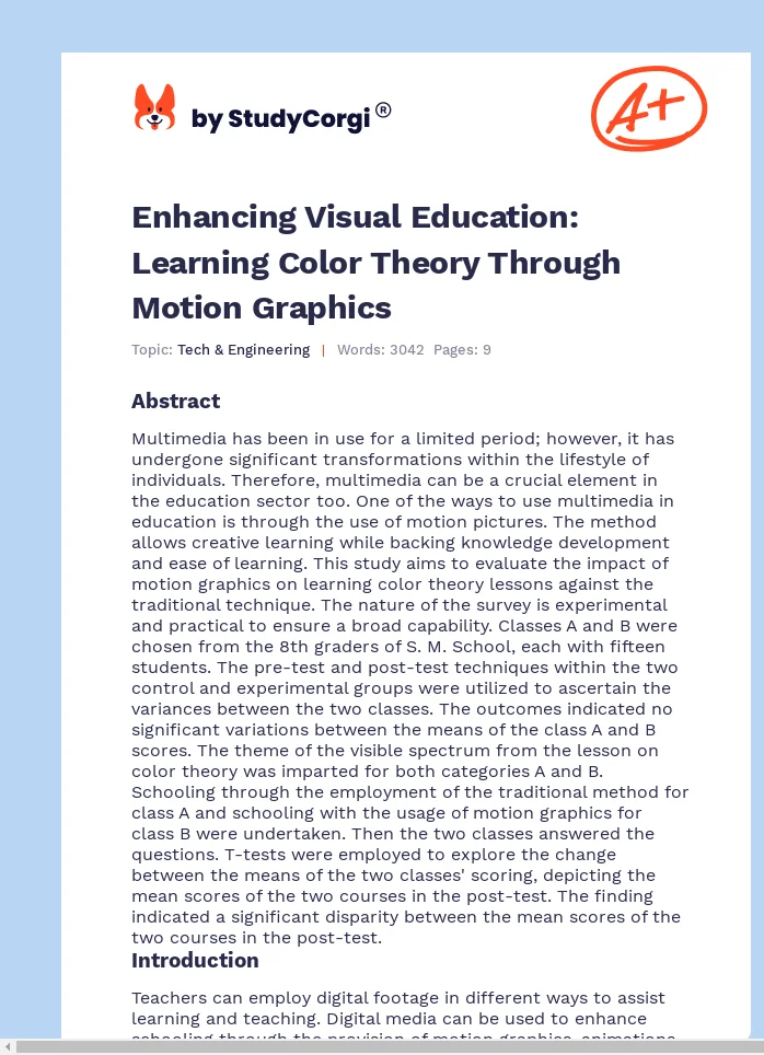 Enhancing Visual Education: Learning Color Theory Through Motion Graphics. Page 1