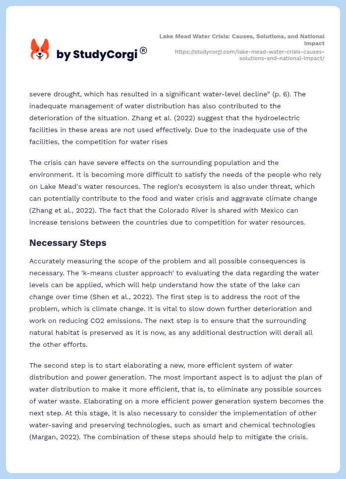Lake Mead Water Crisis: Causes, Solutions, and National Impact. Page 2