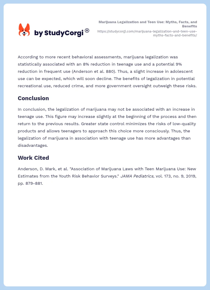 Marijuana Legalization and Teen Use: Myths, Facts, and Benefits. Page 2