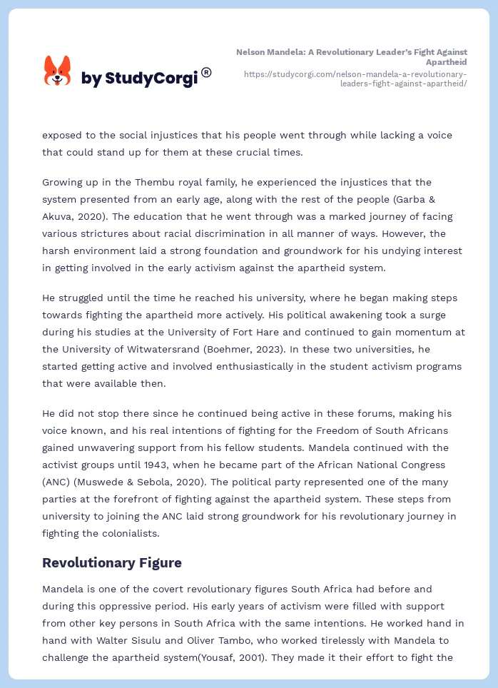 Nelson Mandela: A Revolutionary Leader’s Fight Against Apartheid. Page 2