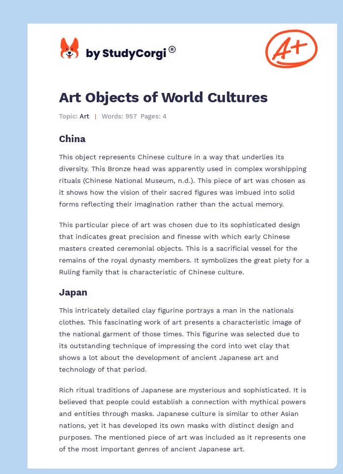 Art Objects of World Cultures. Page 1