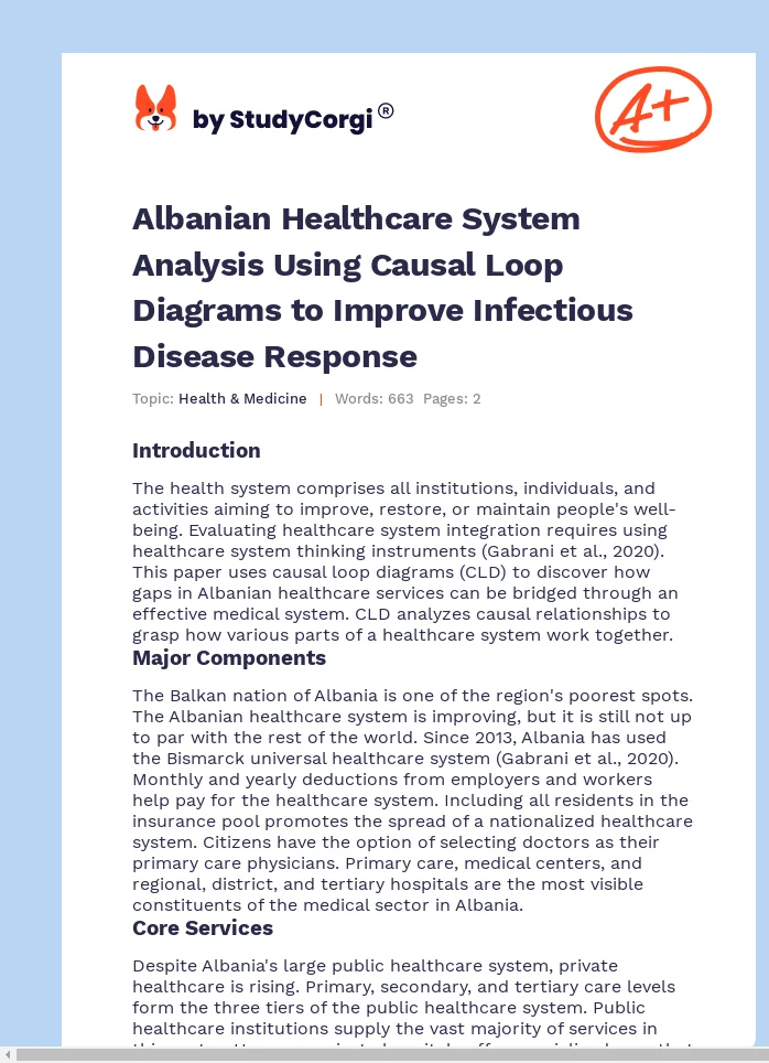 Albanian Healthcare System Analysis Using Causal Loop Diagrams to Improve Infectious Disease Response. Page 1