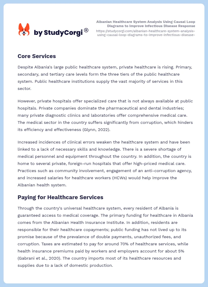 Albanian Healthcare System Analysis Using Causal Loop Diagrams to Improve Infectious Disease Response. Page 2