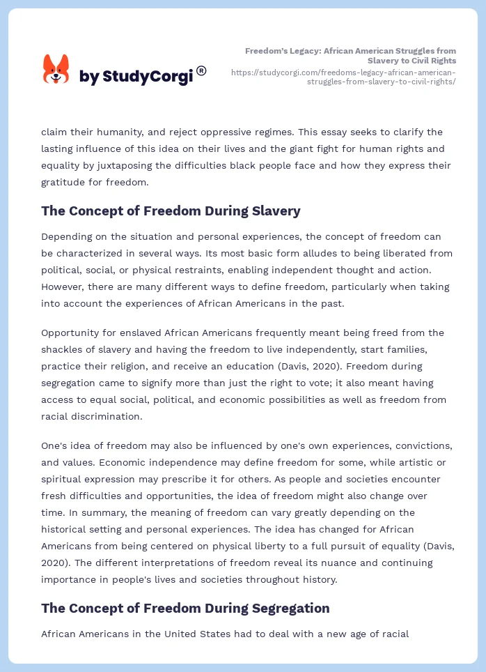 Freedom’s Legacy: African American Struggles from Slavery to Civil Rights. Page 2