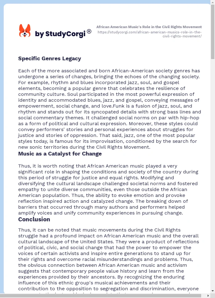 African American Music's Role in the Civil Rights Movement. Page 2