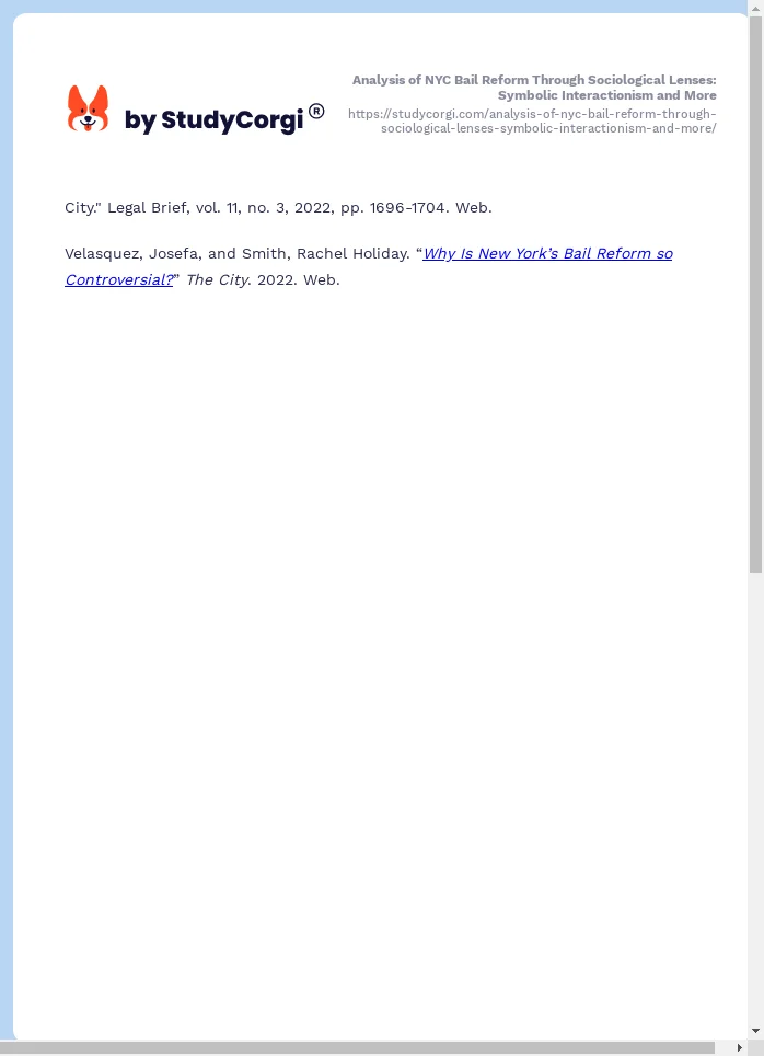 Analysis of NYC Bail Reform Through Sociological Lenses: Symbolic Interactionism and More. Page 2