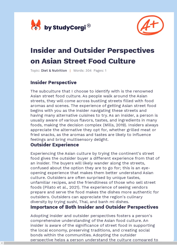 Insider and Outsider Perspectives on Asian Street Food Culture. Page 1