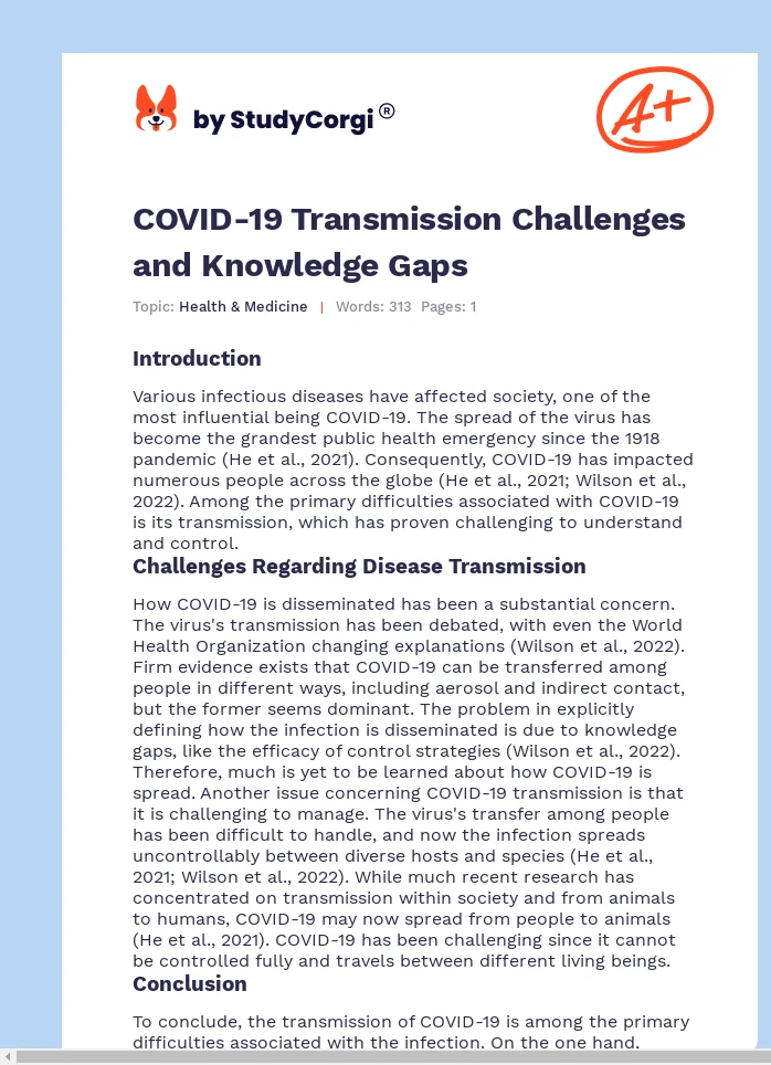COVID-19 Transmission Challenges and Knowledge Gaps. Page 1