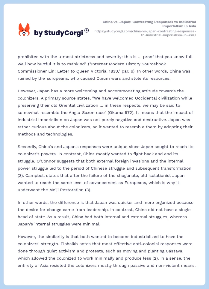 China vs. Japan: Contrasting Responses to Industrial Imperialism in Asia. Page 2