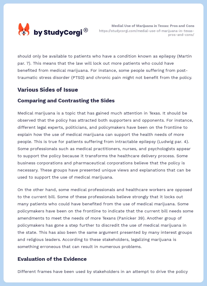 Medial Use of Marijuana in Texas: Pros and Cons. Page 2