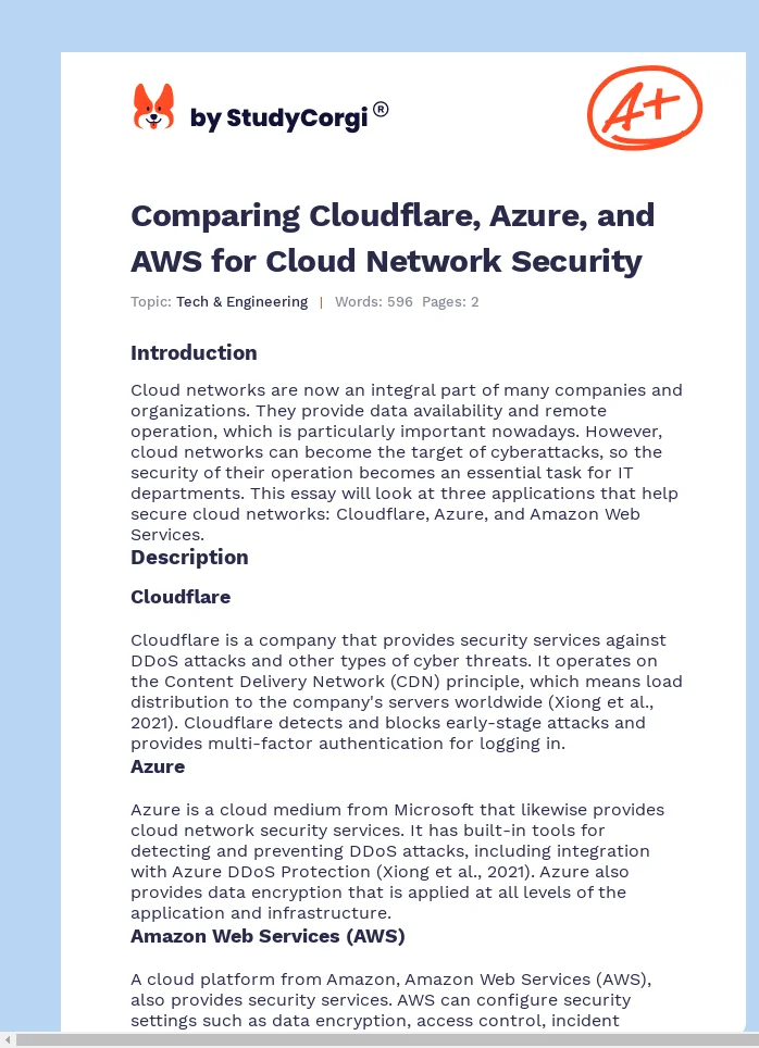 Comparing Cloudflare, Azure, and AWS for Cloud Network Security. Page 1