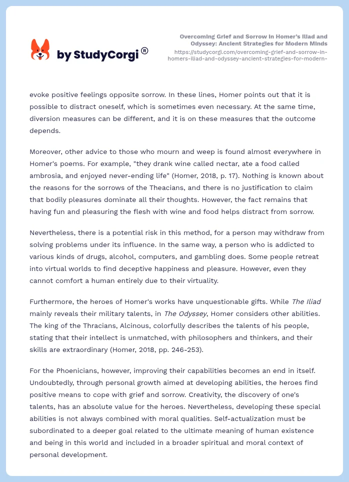 Overcoming Grief and Sorrow in Homer’s Iliad and Odyssey: Ancient Strategies for Modern Minds. Page 2
