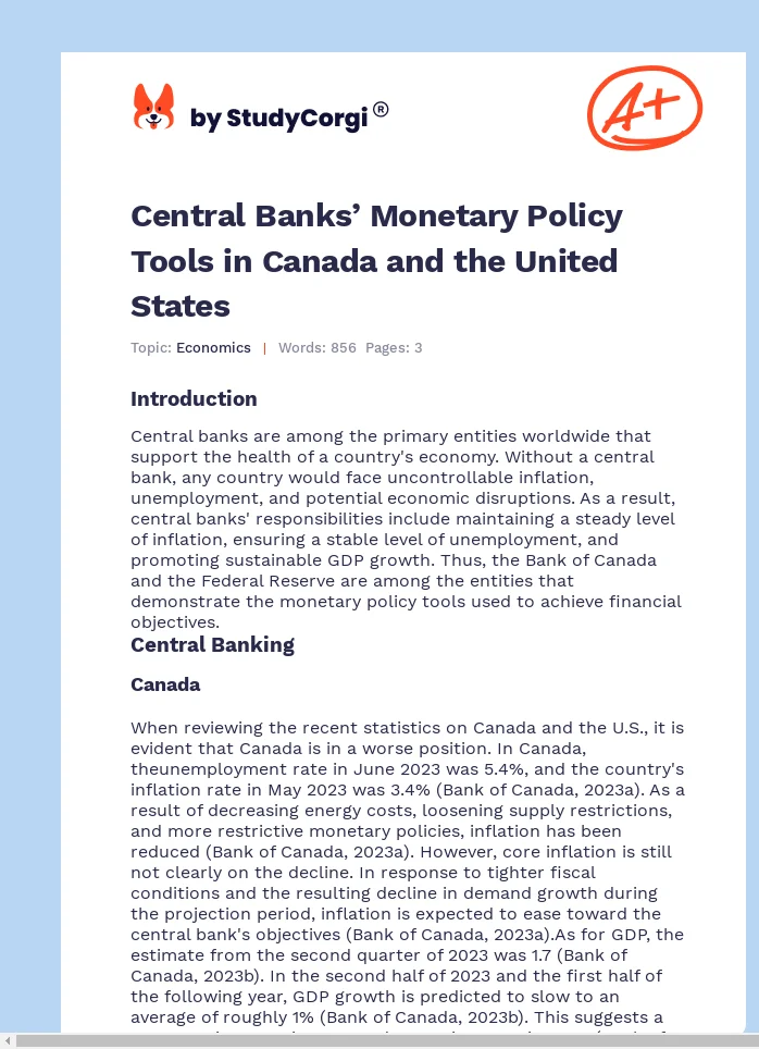 Central Banks’ Monetary Policy Tools in Canada and the United States. Page 1