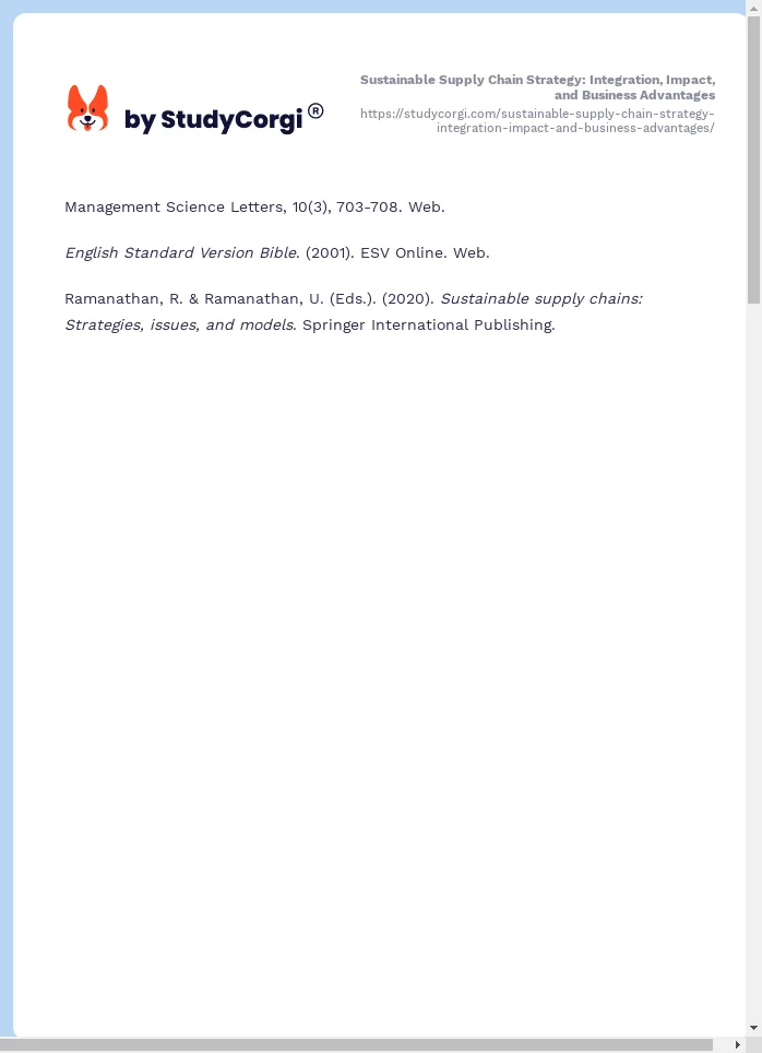 Sustainable Supply Chain Strategy: Integration, Impact, and Business Advantages. Page 2