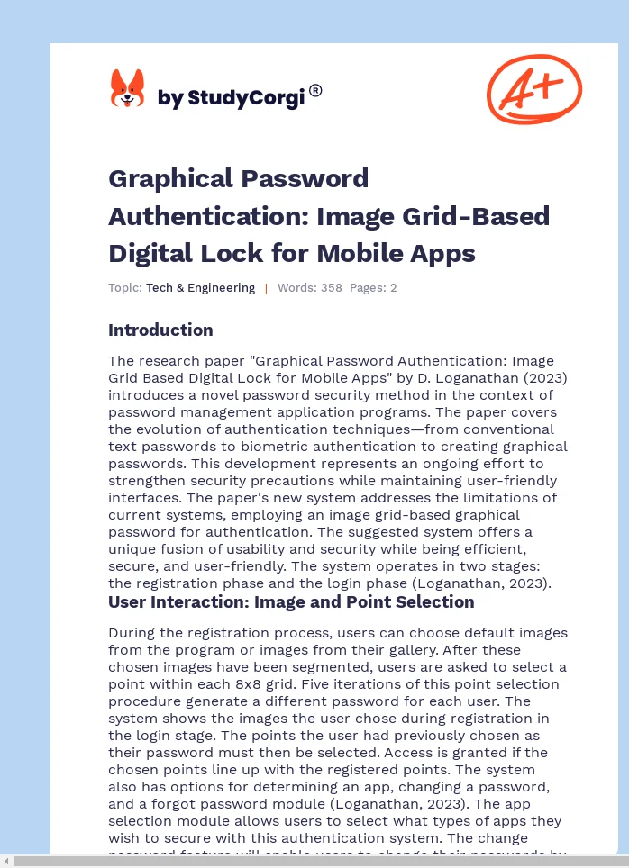 Graphical Password Authentication: Image Grid-Based Digital Lock for Mobile Apps. Page 1