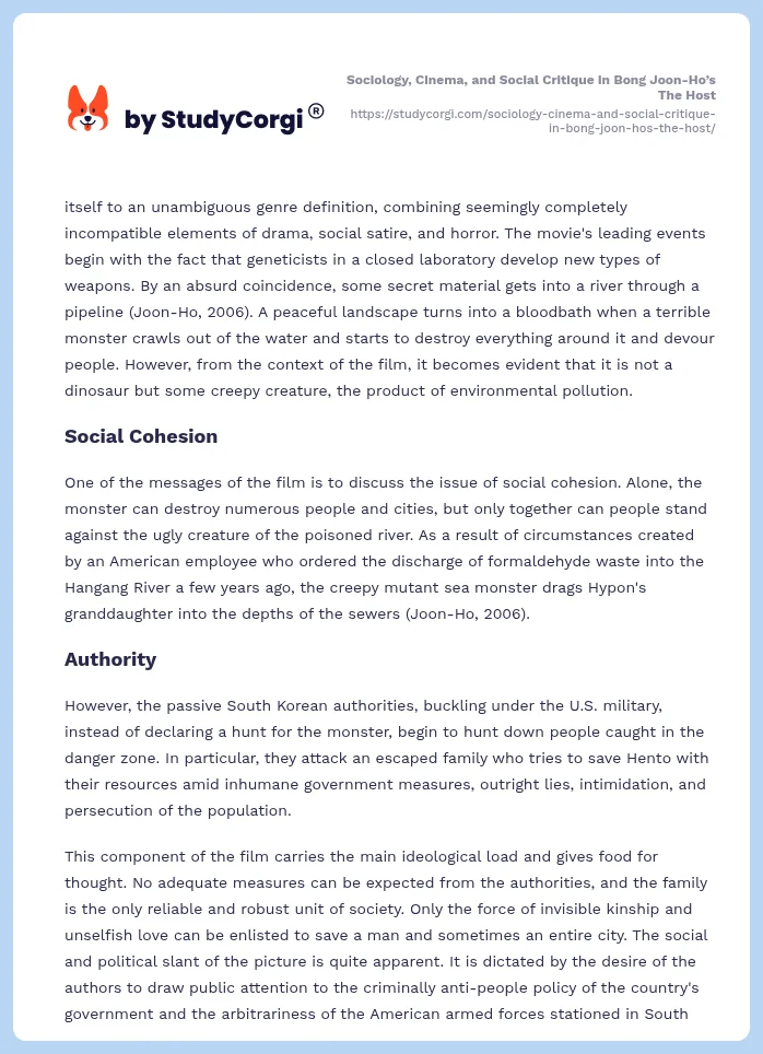 Sociology, Cinema, and Social Critique in Bong Joon-Ho’s The Host. Page 2