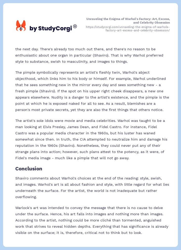 Unraveling the Enigma of Warhol's Factory: Art, Excess, and Celebrity Obsession. Page 2