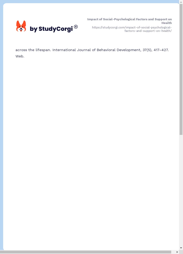 Impact of Social-Psychological Factors and Support on Health. Page 2