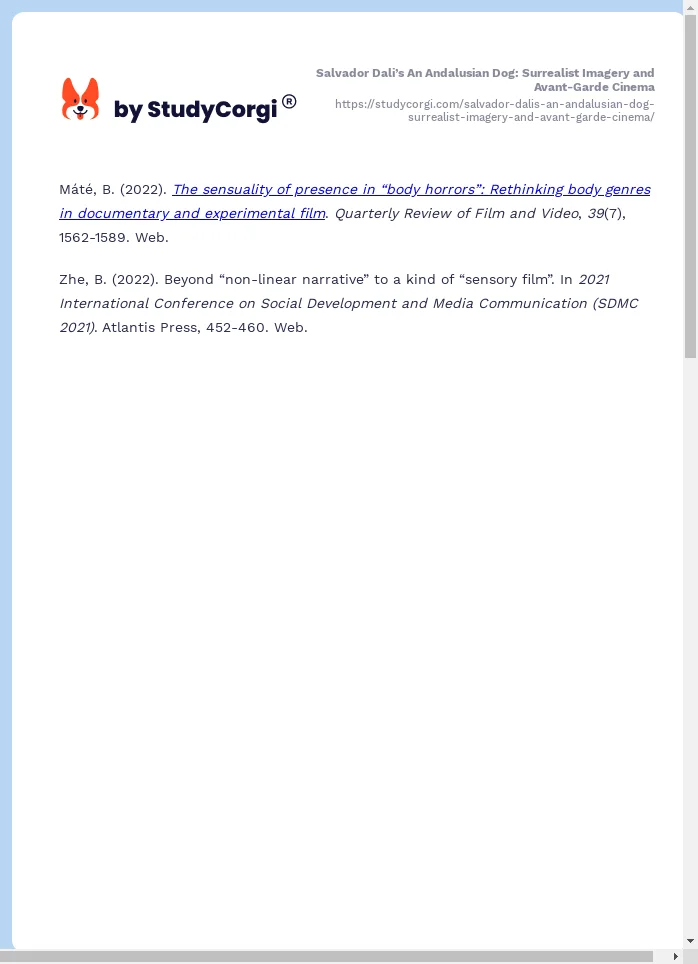 Salvador Dali’s An Andalusian Dog: Surrealist Imagery and Avant-Garde Cinema. Page 2