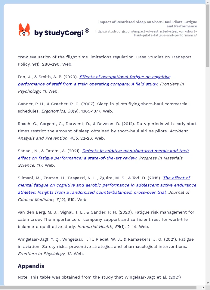 Impact of Restricted Sleep on Short-Haul Pilots’ Fatigue and Performance. Page 2