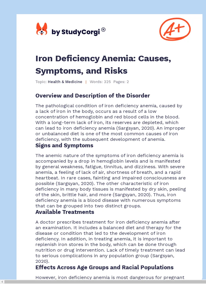 Iron Deficiency Anemia: Causes, Symptoms, and Risks. Page 1