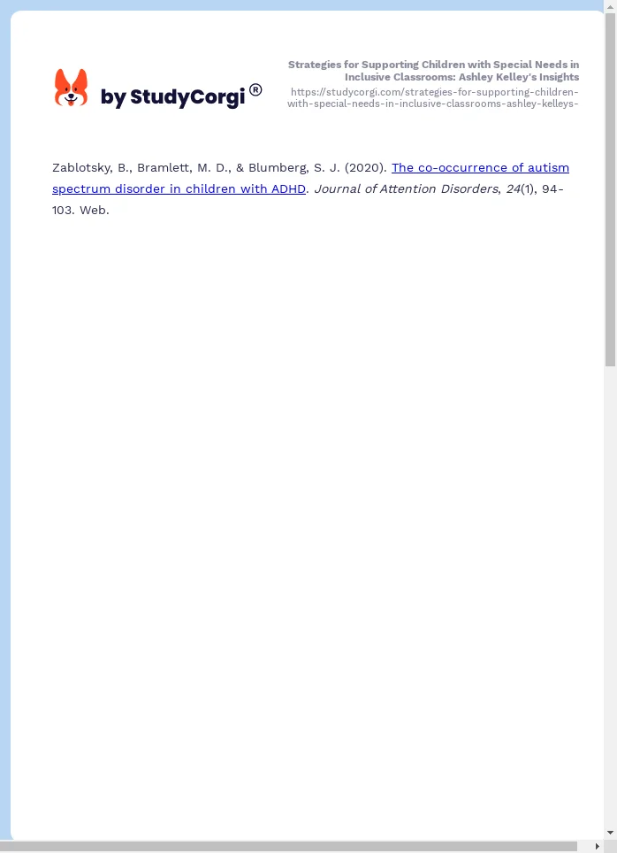 Strategies for Supporting Children with Special Needs in Inclusive Classrooms: Ashley Kelley's Insights. Page 2