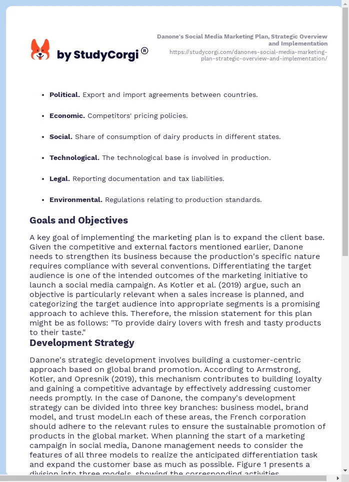 Danone's Social Media Marketing Plan, Strategic Overview and Implementation. Page 2