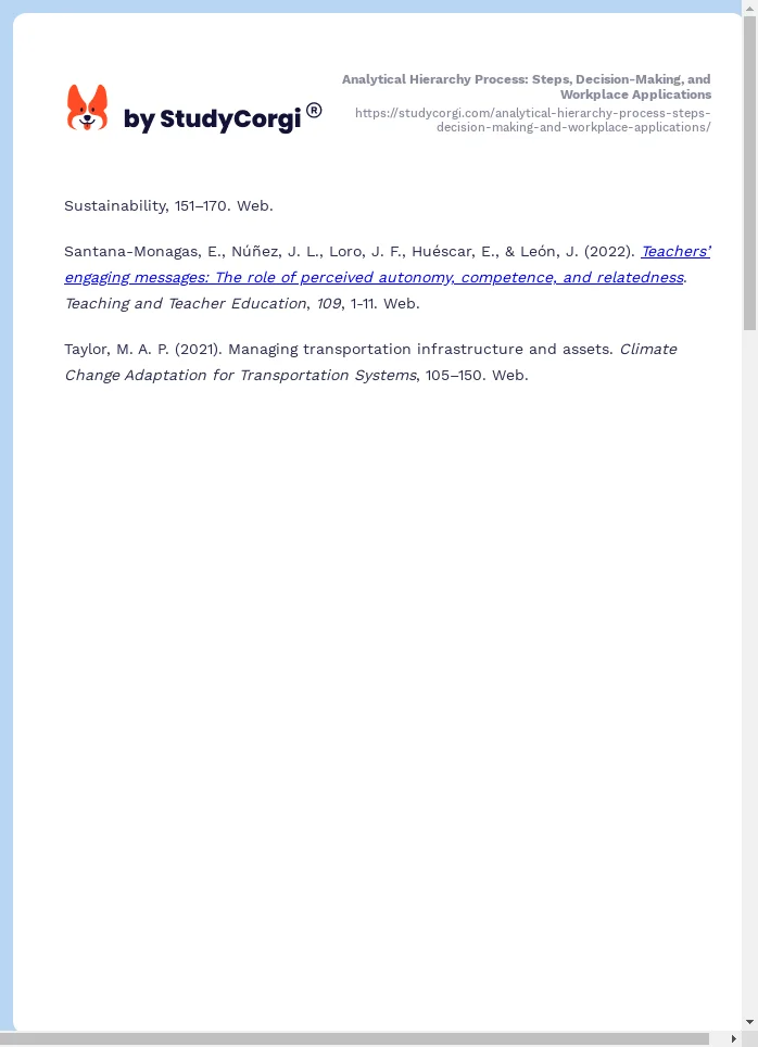 Analytical Hierarchy Process: Steps, Decision-Making, and Workplace Applications. Page 2