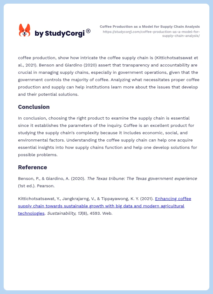 Coffee Production as a Model for Supply Chain Analysis. Page 2
