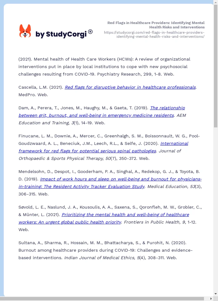 Red Flags in Healthcare Providers: Identifying Mental Health Risks and Interventions. Page 2