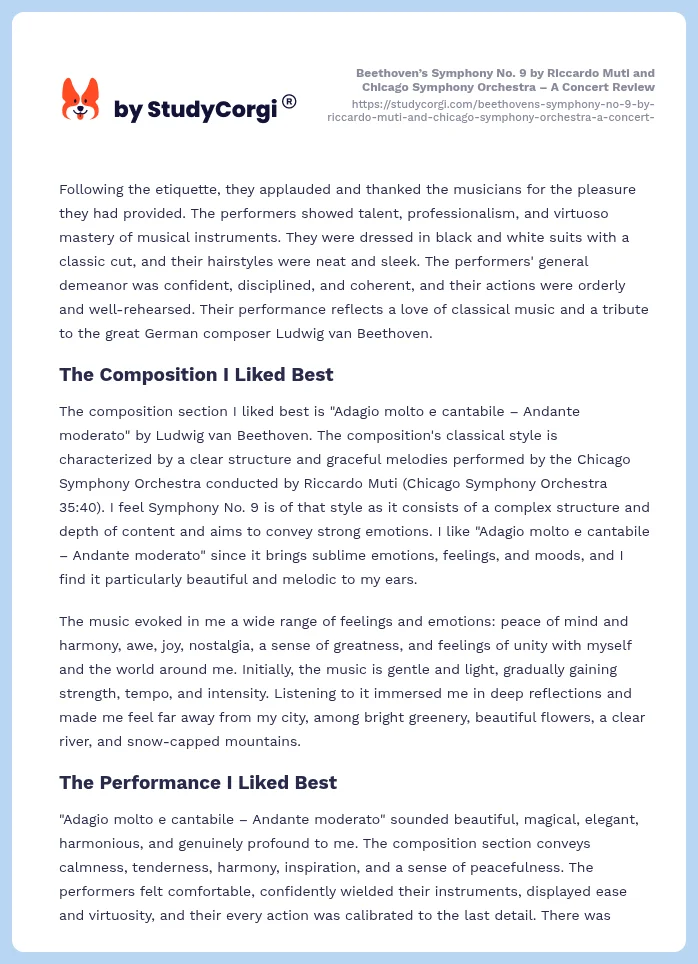 Beethoven’s Symphony No. 9 by Riccardo Muti and Chicago Symphony Orchestra – A Concert Review. Page 2