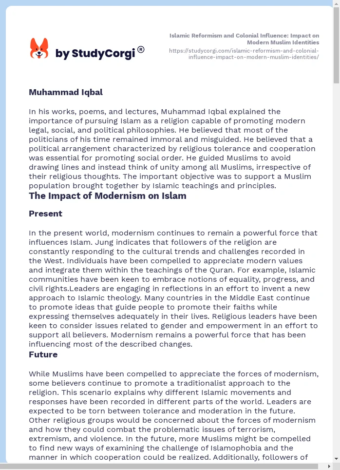 Islamic Reformism and Colonial Influence: Impact on Modern Muslim Identities. Page 2