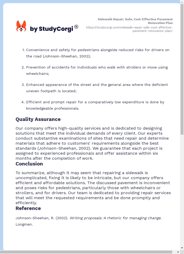 Sidewalk Repair: Safe, Cost-Effective Pavement Renovation Plan. Page 2